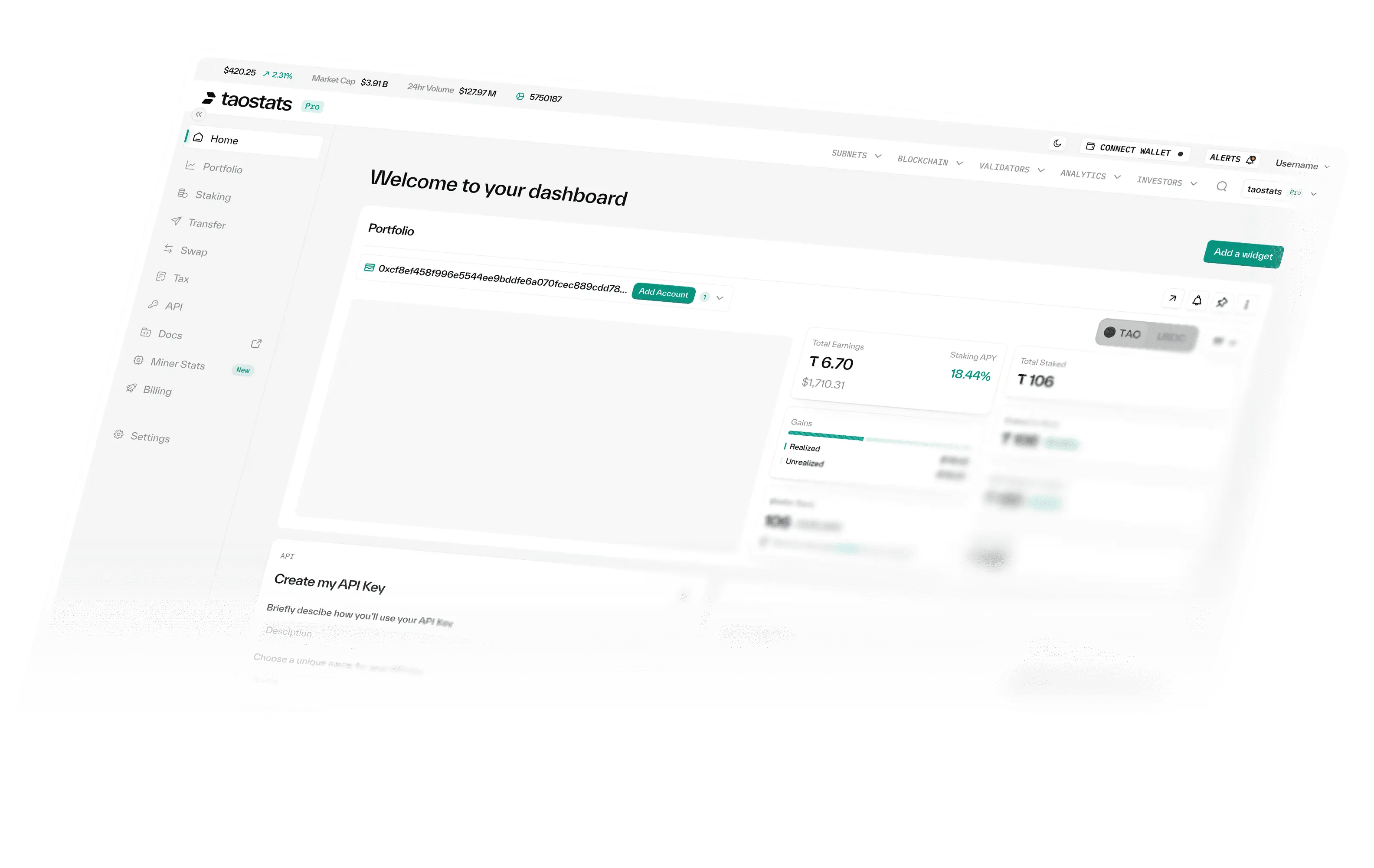 Taostats Pro dashboard